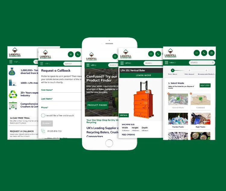 Waste Management Website on Mockup phone